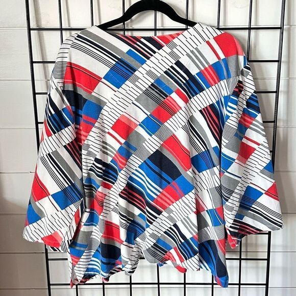 Alfred Dunner Retro Patriotic Bling Bling Blouse Womens 1X Red White Blue Coasta - Picture 6 of 10
